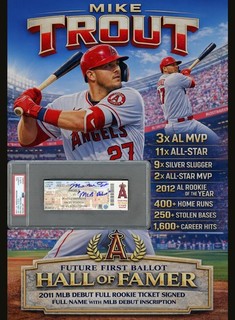 2011 Mike Trout Rookie DEBUT Angels Ticket AUTO Signed FULL NAME PSA DNA 10 HOF