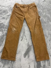 Dickies Carpenter Pants Men s 33 X 32 Brown Canvas Workwear Stains Paint Stretch