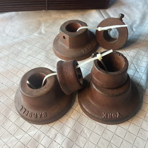 Vintage (3) Sets/Pairs York Barbell Collar Clamp Bar Weight Standard Iron Ends