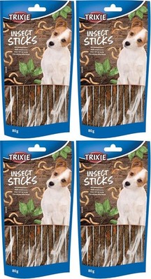 Trixie Hundeleckerli Insekten Snack Sticks mit Mehlwürmern 80g Packung mit 4