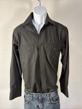 Wrangler Men s Black Pearl Snap Long Sleeve Western Button Down Shirt M Collar