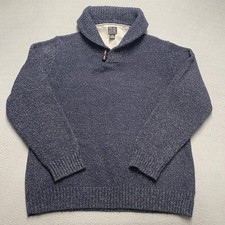 Jos A Bank Executive Sweater Mens Large Blue Wool Blend Shawl Collar Pullover