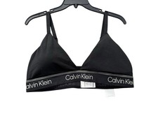 NEW Calvin Klein Women's Athletic Lightly Lined Triangle Bra Black Size Large L