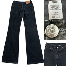 Vtg Made In Hong Kong Levi  s 517 Black Corduroy Pants Size 5 JR L M Boot Cut HTF