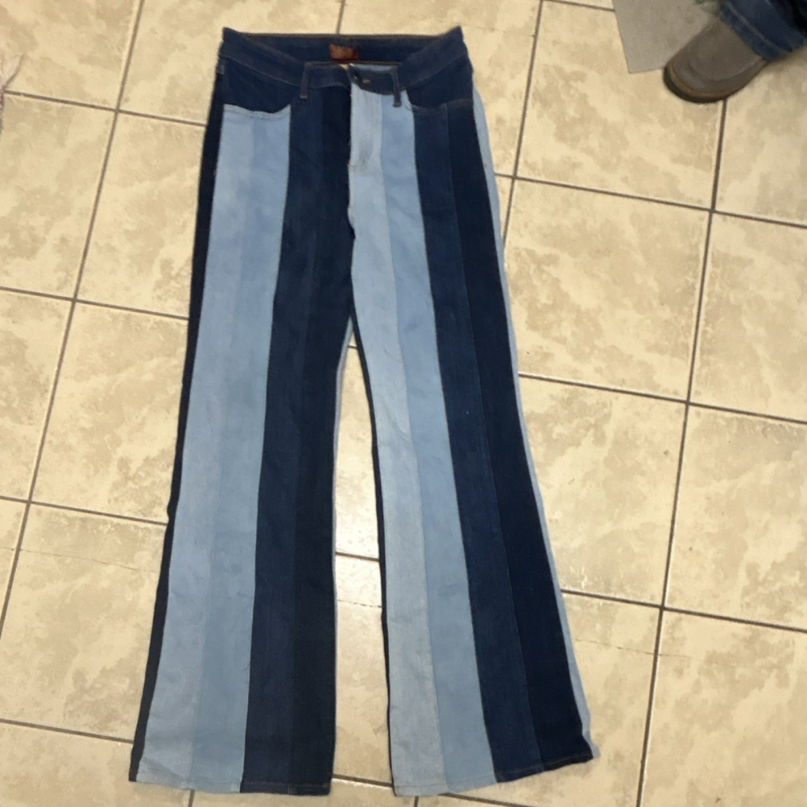 Scully Women's Striped Patchwork Flared Denim Jea… - image 1