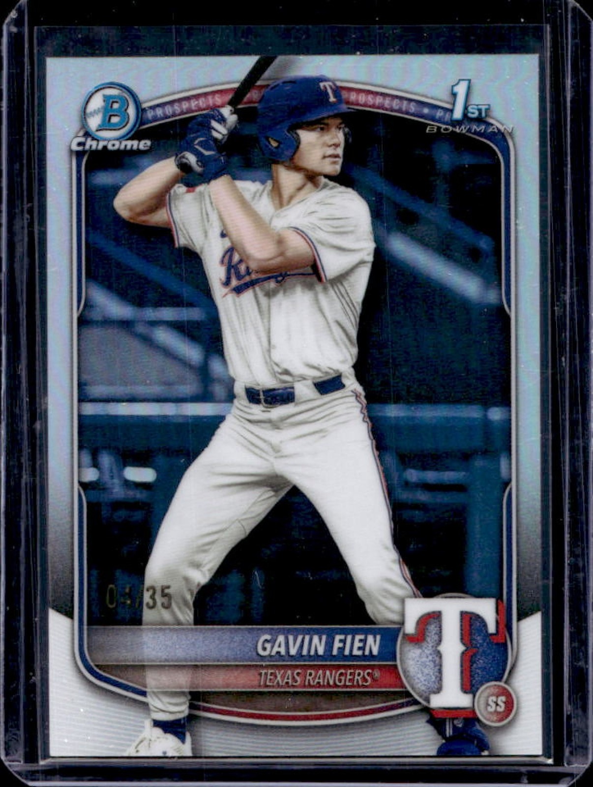 2025 Bowman Draft Gavin Fien Chrome Logofractor 1st Prospect #/35 Rangers