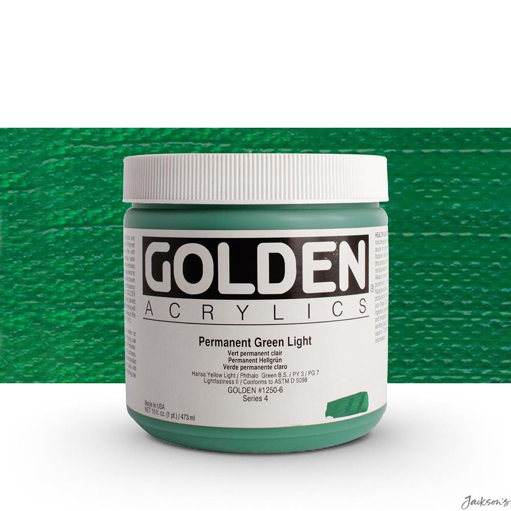 Golden Heavy Body Acrylic Paint 473ml Permanent Green Light For Artist Painting
