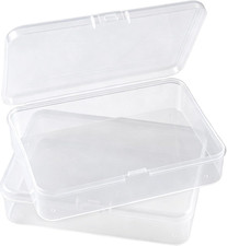 2Pcs Clear Plastic Case for Crafts, Small Plastic Boxes with Hinged Lids, 3.93 X