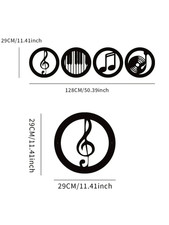 4 Piece Vintage Music Note Wall Art Set Black Iron Frame Home Studio Decor
