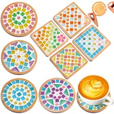 8 Sets Valentines DIY Mosaic Tiles for Crafts Mixed Color Glass Mosaic Kits X...