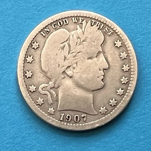 1907-P, USA🇺🇸 Barber Quarter, 118-year old, 90% Silver content, GOOD condition