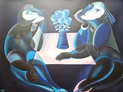 Yuri Yuroz - Table of Negotiations,Signed & Numbered Serigraph, 37/199, No COA