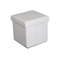 Domoletti Pouf Sitzhocker Weiß Kunstleder 38X38X38 Cm Mit Stauraum XYF1368B
