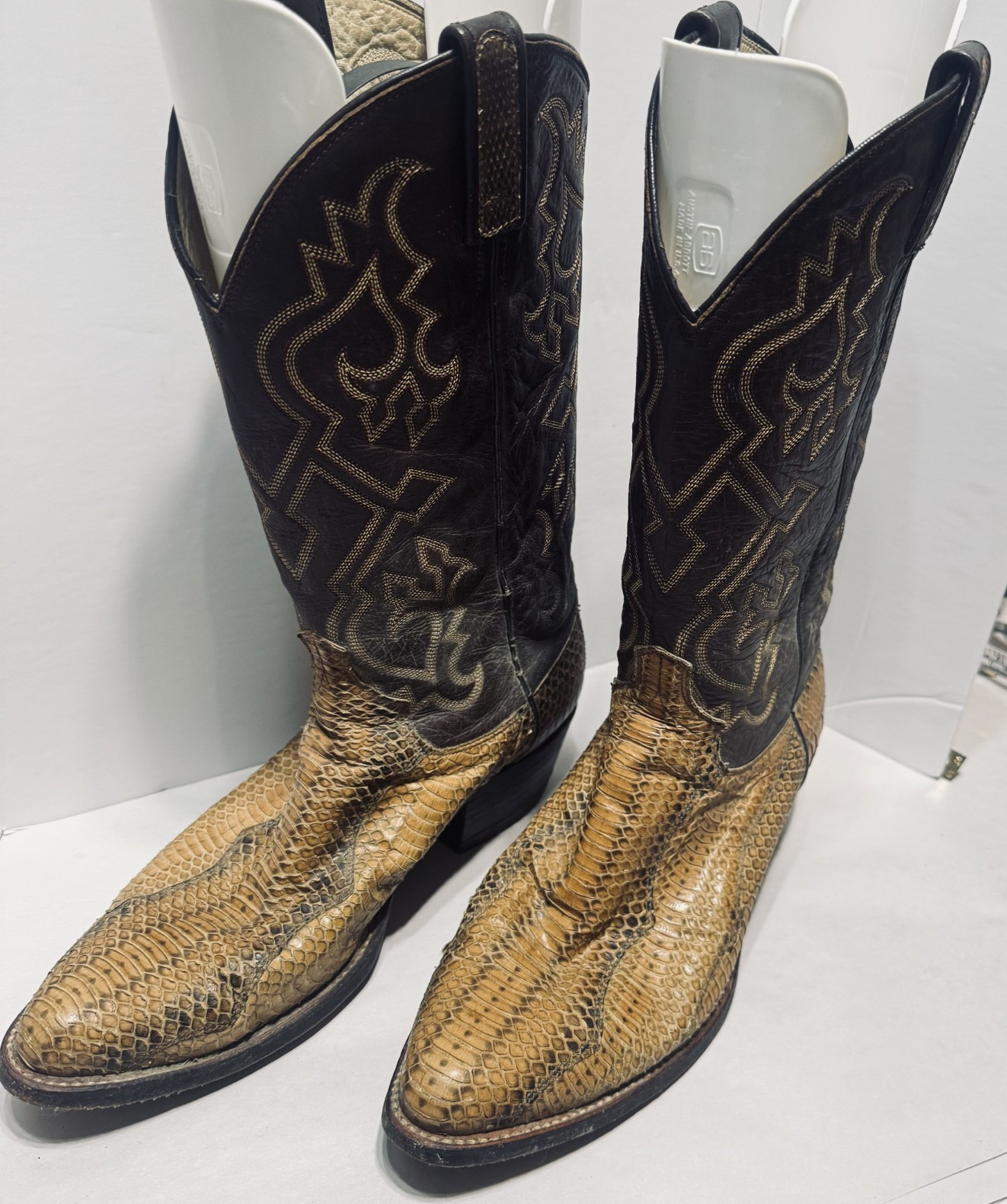 Dan Post Vintage Python Snakeskin Leather Western… - image 3