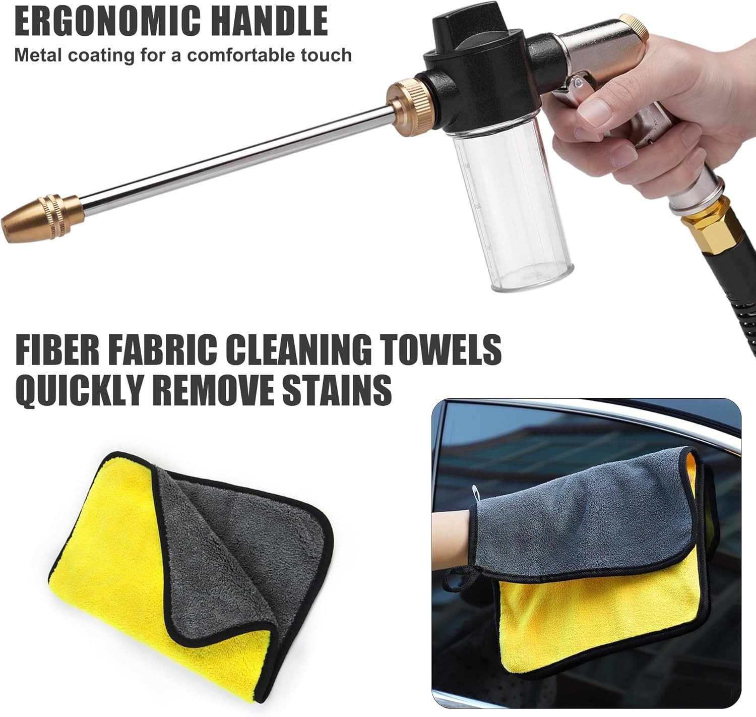 Car Wash Foam Gun with Brass Nozzle & Soap Dispenser - Heavy-Duty Cleaning Tool