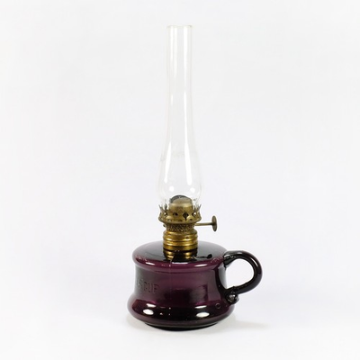 #ad LITTLE BUTTERCUP Antique 1900s Amethyst Miniature Kerosine Oil Finger Lamp $59.99