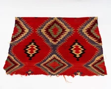 Beautiful Antique Navajo Germantown Panel Saddle Child's Blanket Rug 50" x 36.5
