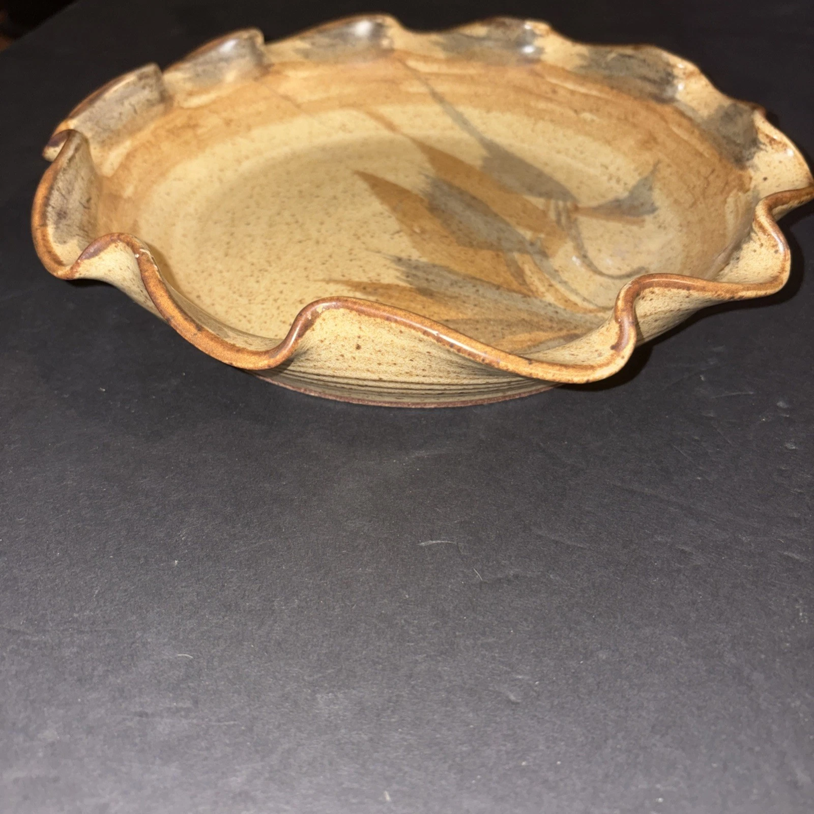 Ceramic Pie Plate Pottery Pie Dish, Earth Tone Colors, 10” Diameter , 2” Deep