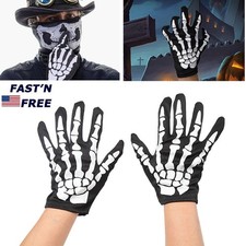 Halloween Skull Gloves Lightweight Full Finger Skeleton Cycling Gloves Costume
