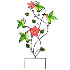 Juegoal 28 Inch Hummingbirds Garden Stake Decor, Hummingbirds, Green,pink
