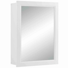 White Adjustable Wall Mounted Storage Cupboard with Built-in large mirror