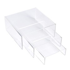 SimbaLux Acrylic Display Risers Clear Stand Set of 3 Small Low Profile