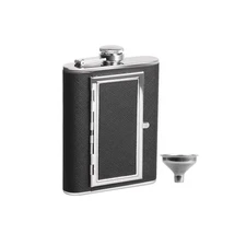 Portable Hip Flask Pocket Sized, Stainless Steel Material, Built Cigarette Box