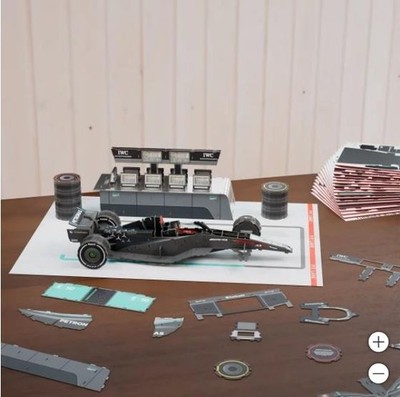 4D Build Mercedes W15 Garage Set 3D Model Kit Puzzle LED Lights