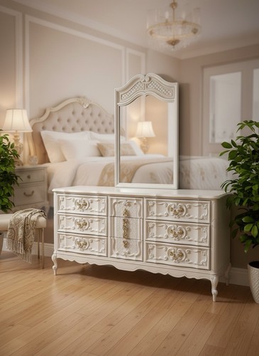 Painted WHITE Provincial Cottage Chic Shabby Romantic French Dresser
