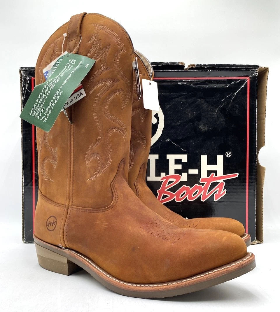 Double H 3690 Roper Work Boots Men’s 9.5D Steel Toe Brown USA Made Oil Resistant Double h roper oil - Gem main image 2