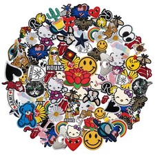 Assorted Embroidered Patches Iron on 60 PCS Bright Applique Patches for Repai...