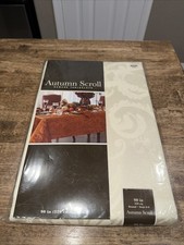 Autumn Scroll Bronze Damask Round Tablecloth 90"