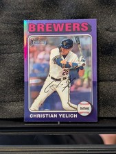 2024 Topps Heritage Chrome Christian Yelich Purple Refractor Milwaukee Brewers