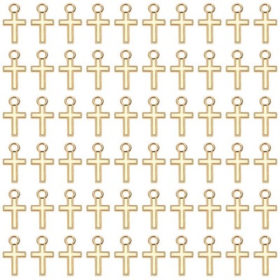 Shapenty Mini Cross Charms Metal Pendant Beads Bulk for Small, KC Gold 