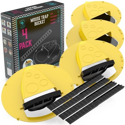 Mouse Trap Bucket- 5 Gallon Bucket Lid Rat 4 Pack - yellow