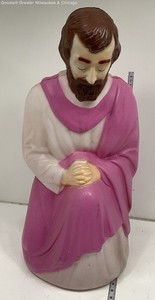 Empire Pink White Brown Nativity Blow Mold Joseph Figure Vintage Plastic