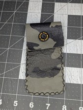 Leather Camo Knife Slip with Button Closure, Hand Made In USA