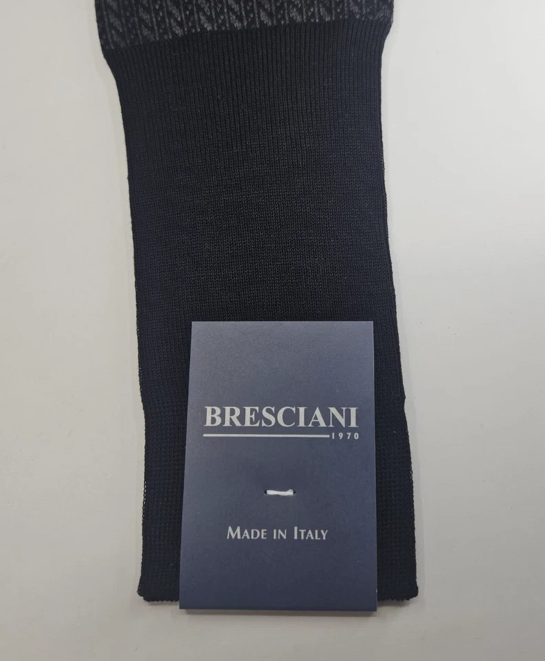 BRESCIANI Men Italian Socks 100% Cotton Size L Black  New With Tags - Image 3 of 4