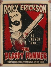 Roky Erickson Poster Silkscreen Bloody Hammer Antone's Austin TX October 28 2011