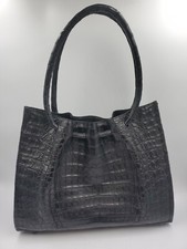 Francesco Santoro Genuine Alligator Crocodile Leather Skin Black Handbag Purse