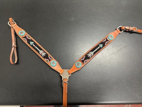 Set D’équitation Western En Cuir Naturel – Bride Et Poitrail – Aledosaddlery