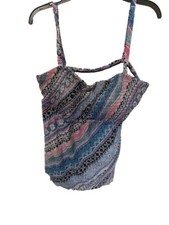 Swimsuits For All Women s Tankini Size 16 Pink Blue Removable Straps