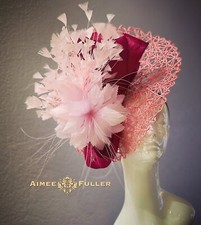 Kentucky Derby Fascinator Bridal Hat Hot Pink Fuchsia Berry Royal Ascot Del Mar