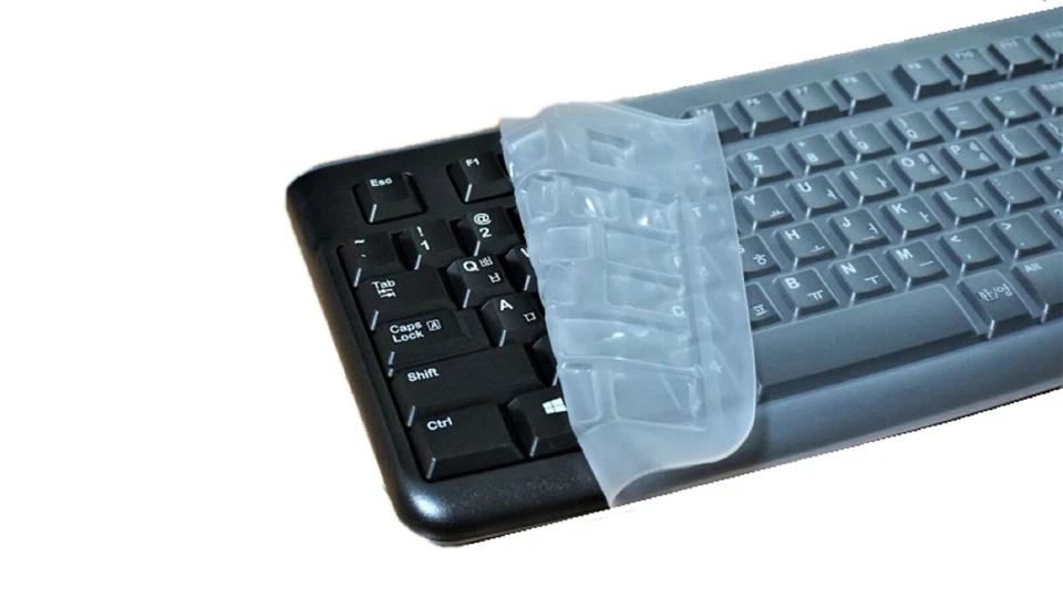 Logitech Korean English USB Wired Keyboard Membrane with Cover Protector (Black) - Image 2 of 4