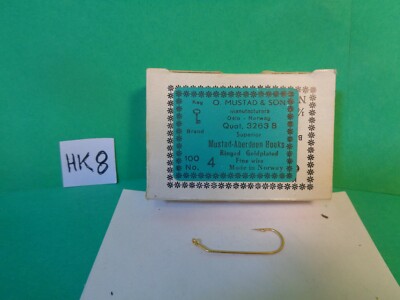 Mustad Gold Aberdeen Hooks, #3263B Size 4, 100 Count, Box (New)