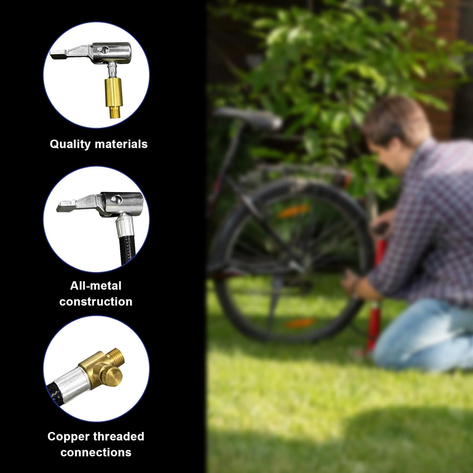 Car Tire Inflator Hose Adapter, Lock On Air Chuck with Standard Tire