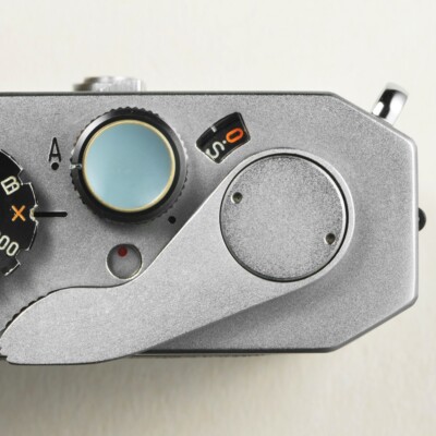 CAMERA SOFT SHUTTER RELEASE BUTTON 10mm GLOSSY BLUE GRAY W/ BRASS / SRB-GBG-L
