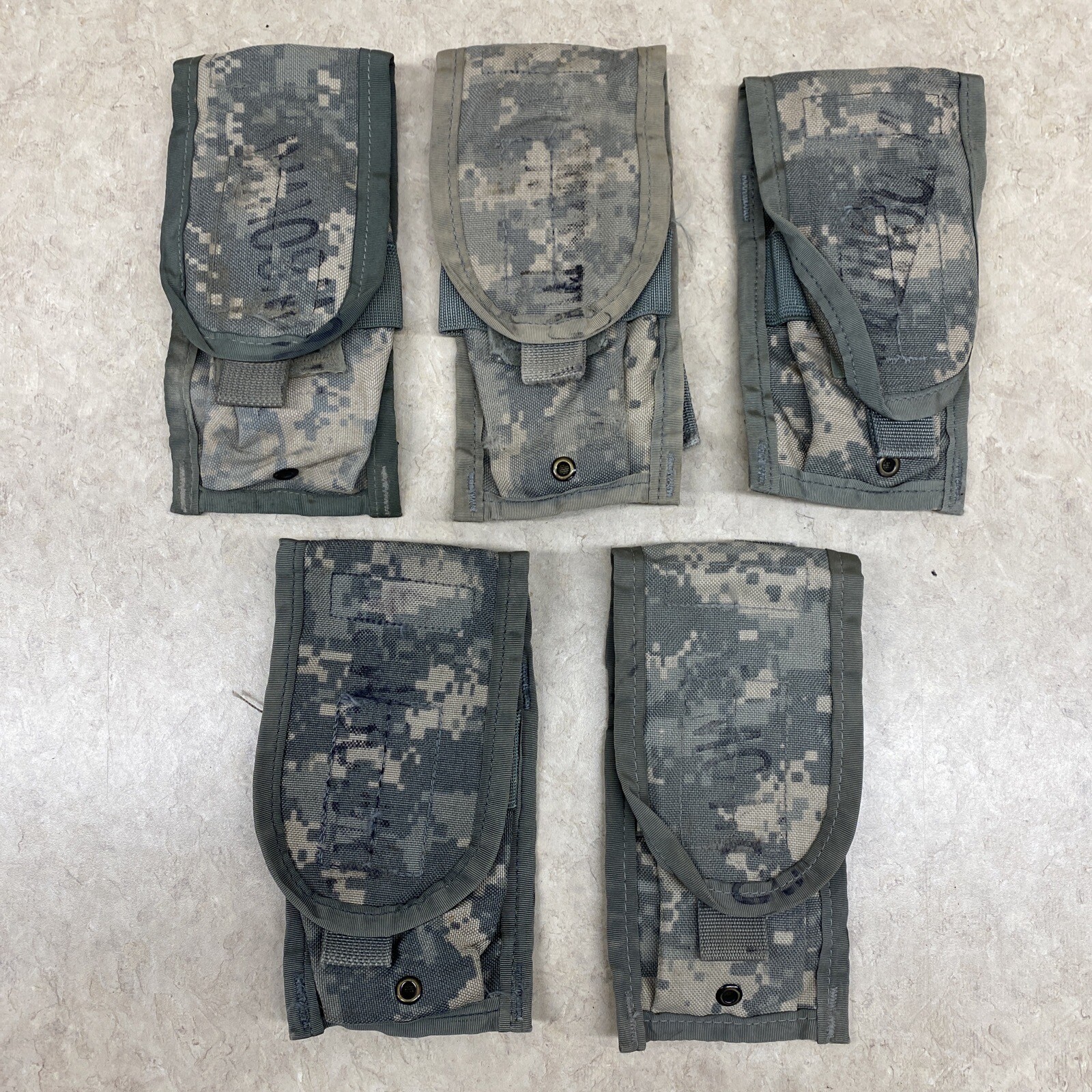 5 USGI MOLLE II Double Mag Pouches in ACU Camo - Bulk Lot-image