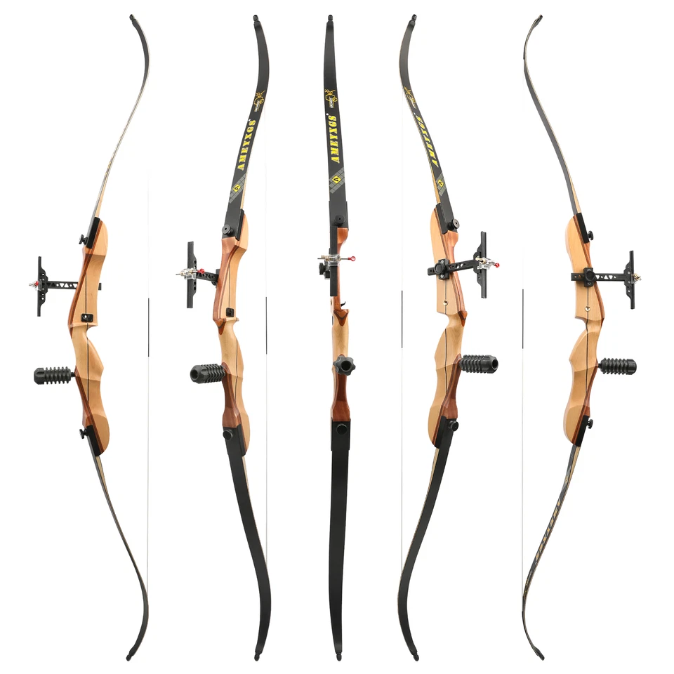 Recurve Bow Set 66''68''70'' Wooden Takedown14-40lb Arrow Archery Hunting Target - Image 3 of 4