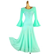 Latin Ballroom Dance Dress Modern Salsa Waltz Standard Long Dress F838 Green